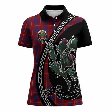 Hamilton Family Crest Tartan Women Polo Shirt Alba Thistle Inspired