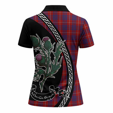Hamilton Family Crest Tartan Women Polo Shirt Alba Thistle Inspired