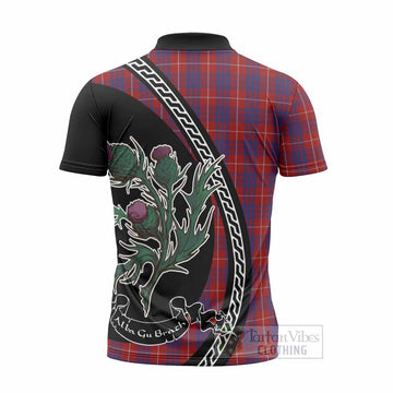 Hamilton Family Crest Tartan Zipper Polo Shirt Alba Thistle Inspired