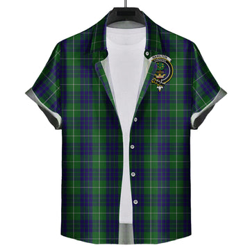 hamilton-green-hunting-tartan-short-sleeve-button-down-shirt-with-family-crest