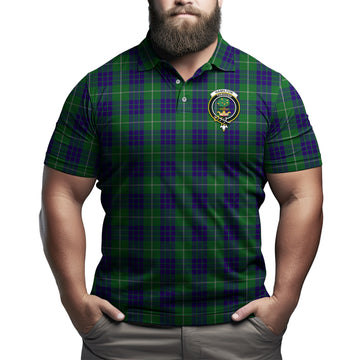 Hamilton Green Hunting Tartan Men's Polo Shirt with Family Crest