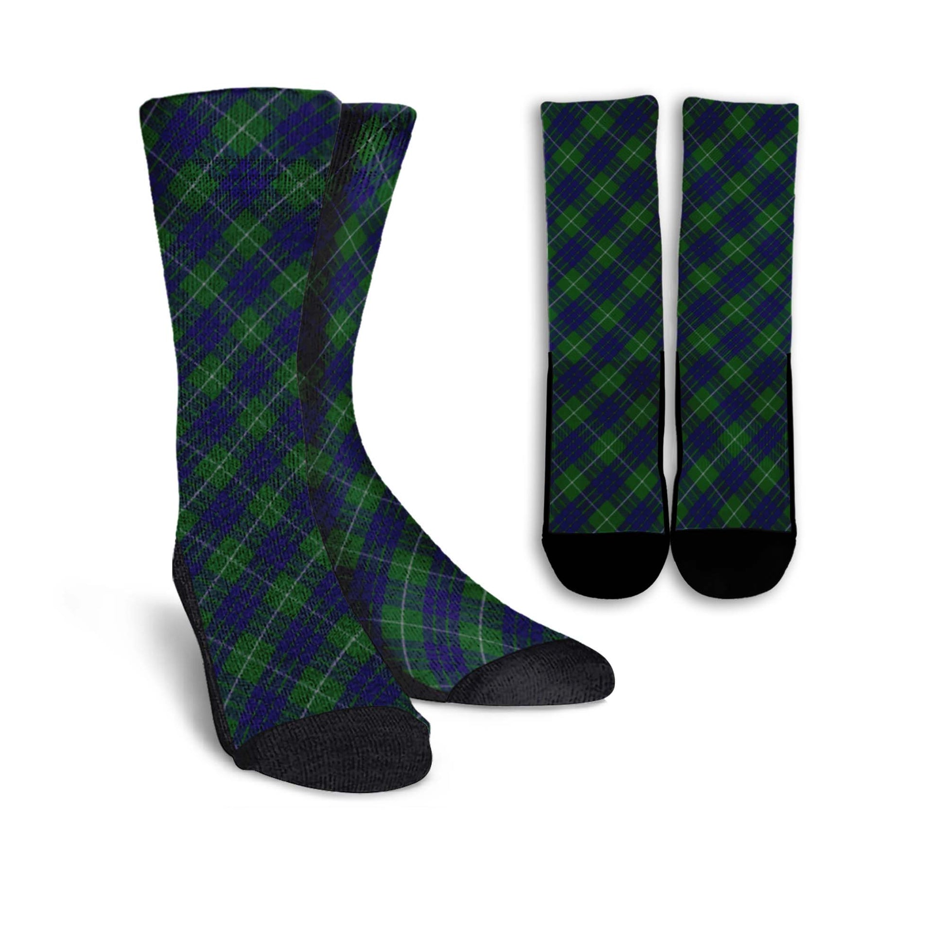 Hamilton Green Hunting Tartan Crew Socks Cross Tartan Style - Tartanvibesclothing