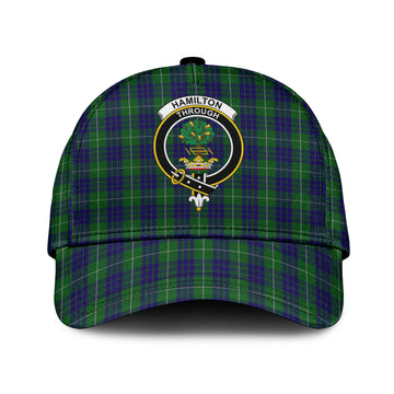 Hamilton Green Hunting Tartan Classic Cap with Family Crest