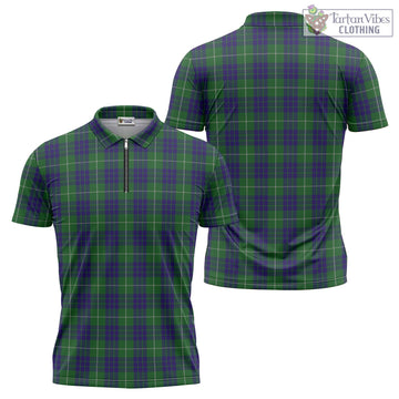 Hamilton Green Hunting Tartan Zipper Polo Shirt