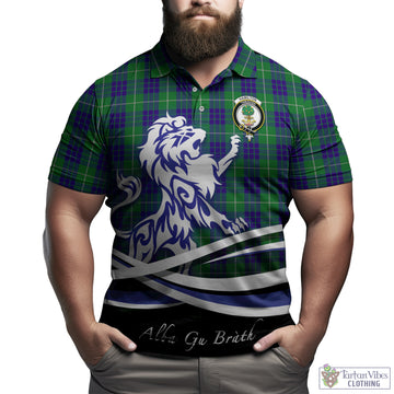 Hamilton Green Hunting Tartan Polo Shirt with Alba Gu Brath Regal Lion Emblem