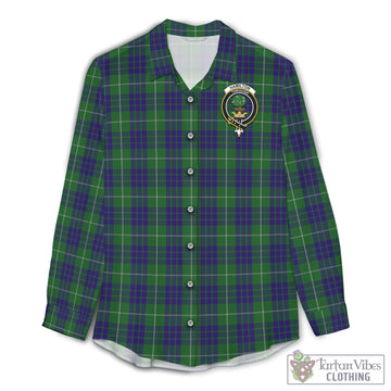 Hamilton Green Hunting Tartan Womens Casual Shirt with Family Crest