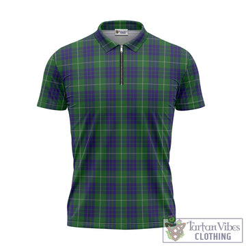 Hamilton Green Hunting Tartan Zipper Polo Shirt