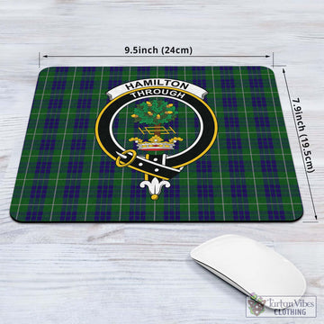 Hamilton Green Hunting Tartan Mouse Pad with Family Crest