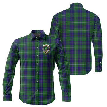 Hamilton Green Hunting Tartan Long Sleeve Button Up Shirt with Family Crest