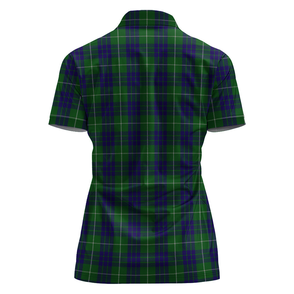 hamilton-green-hunting-tartan-polo-shirt-with-family-crest-for-women