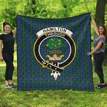 Hamilton Hunting Tartan Quilt with Family Crest