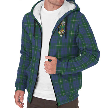 Hamilton Hunting Tartan Sherpa Hoodie with Family Crest