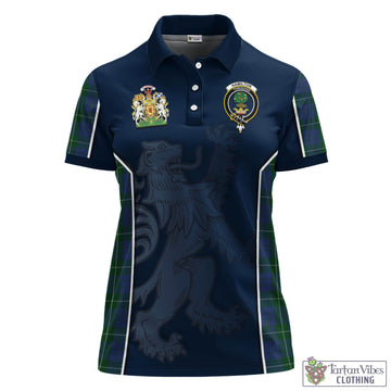 Hamilton Hunting Tartan Women's Polo Shirt with Family Crest and Lion Rampant Vibes Sport Style