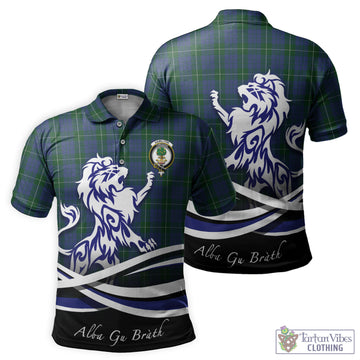 Hamilton Hunting Tartan Polo Shirt with Alba Gu Brath Regal Lion Emblem