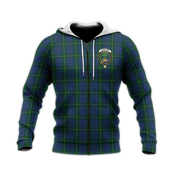 Hamilton Hunting Tartan Knitted Hoodie with Family Crest