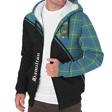 Hamilton Hunting Ancient Tartan Sherpa Hoodie with Family Crest Curve Style