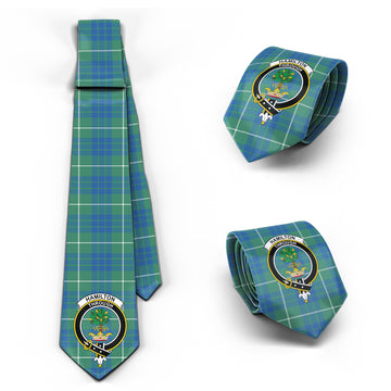 Hamilton Hunting Ancient Tartan Classic Necktie with Family Crest