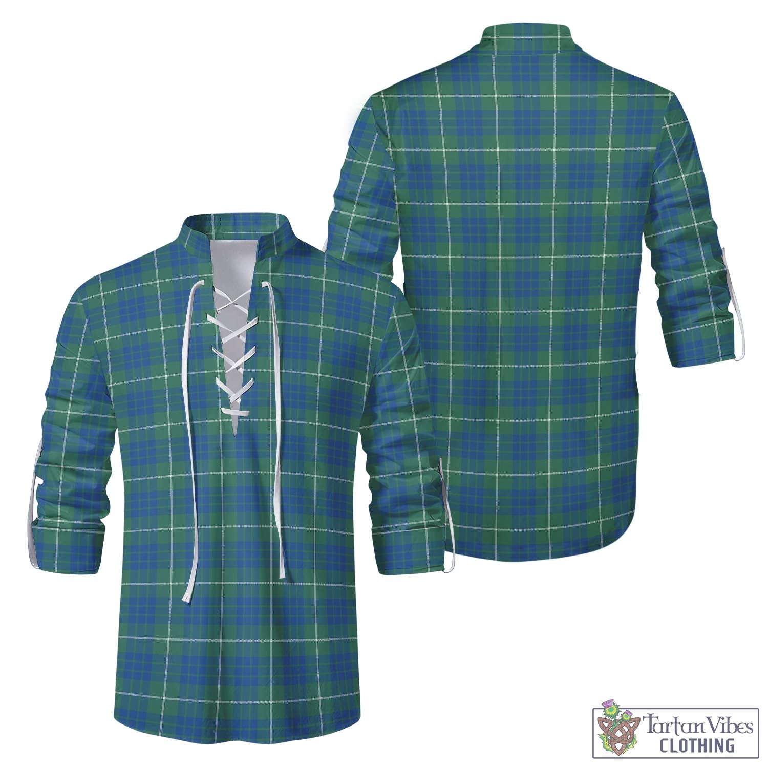 Tartan Vibes Clothing Hamilton Hunting Ancient Tartan Men's Scottish Traditional Jacobite Ghillie Kilt Shirt