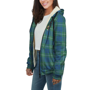 Hamilton Hunting Ancient Tartan Sherpa Hoodie with Family Crest