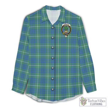 Hamilton Hunting Ancient Tartan Womens Casual Shirt with Family Crest