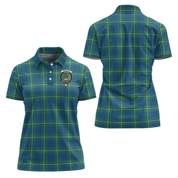 Hamilton Hunting Ancient Tartan Polo Shirt with Family Crest For Women