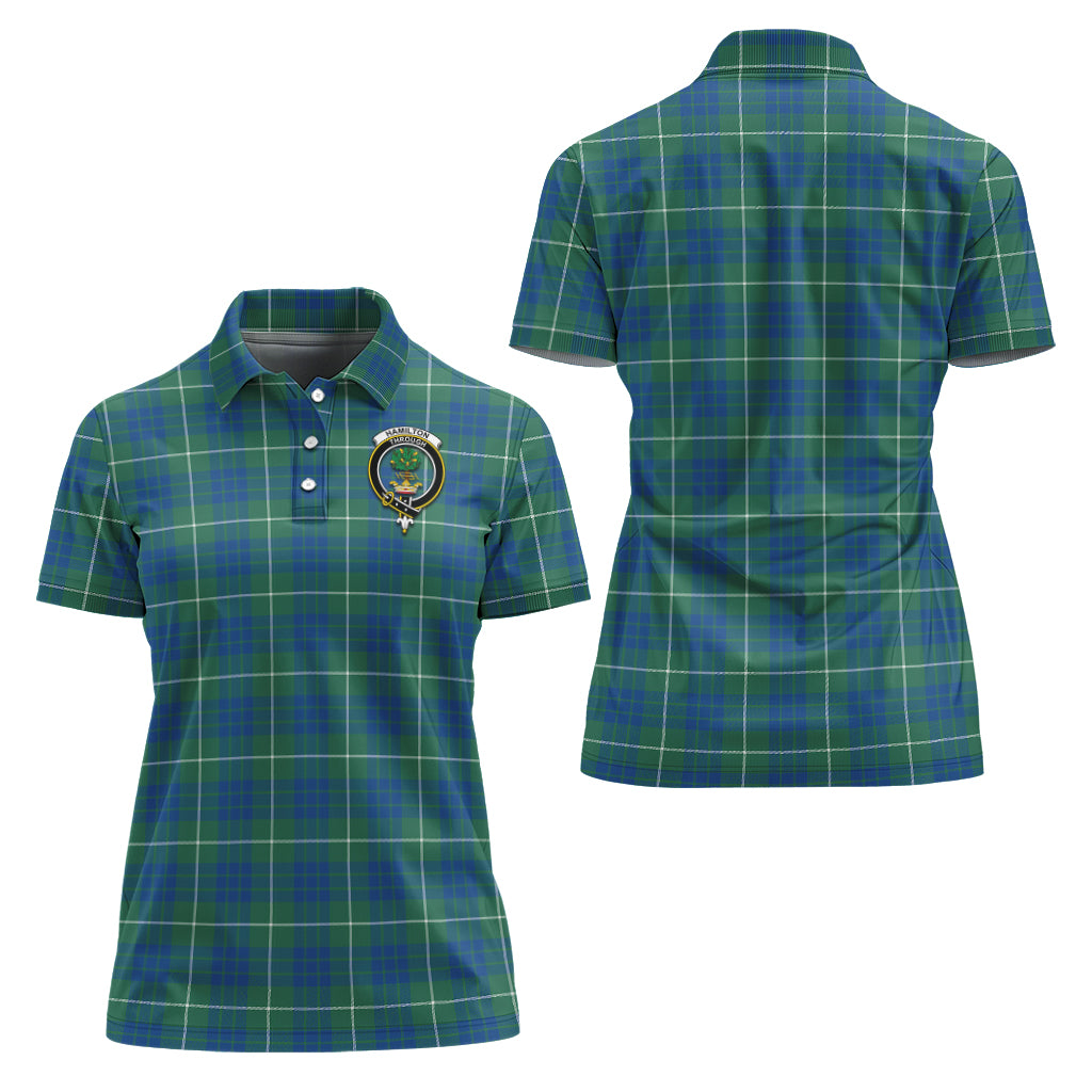 hamilton-hunting-ancient-tartan-polo-shirt-with-family-crest-for-women