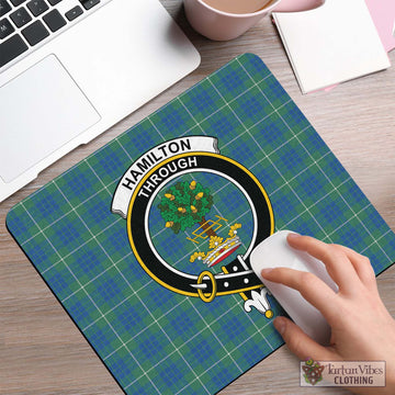 Hamilton Hunting Ancient Tartan Mouse Pad with Family Crest