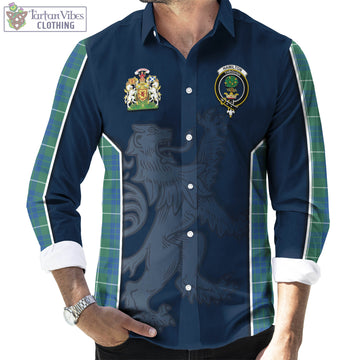 Hamilton Hunting Ancient Tartan Long Sleeve Button Up Shirt with Family Crest and Lion Rampant Vibes Sport Style