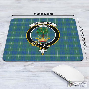Hamilton Hunting Ancient Tartan Mouse Pad with Family Crest