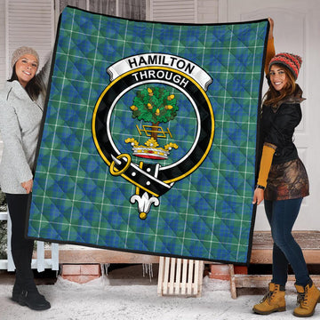Hamilton Hunting Ancient Tartan Quilt with Family Crest