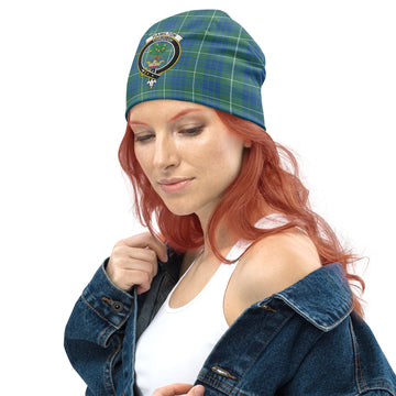 Hamilton Hunting Ancient Tartan Beanies Hat with Family Crest
