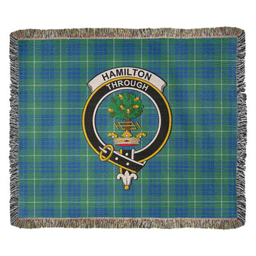 Hamilton Hunting Ancient Tartan Woven Blanket with Family Crest