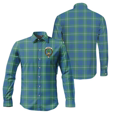 Hamilton Hunting Ancient Tartan Long Sleeve Button Up Shirt with Family Crest