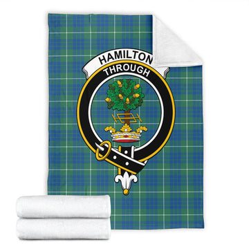 Hamilton Hunting Ancient Tartan Blanket with Family Crest