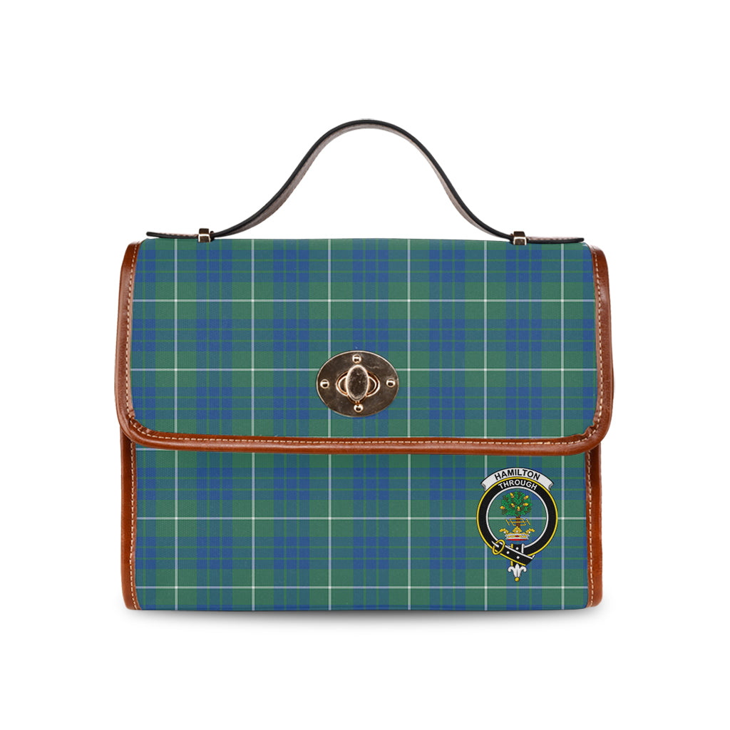 hamilton-hunting-ancient-tartan-leather-strap-waterproof-canvas-bag-with-family-crest