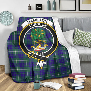 Hamilton Hunting Modern Tartan Blanket with Family Crest