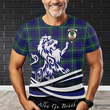 Hamilton Hunting Modern Tartan T-Shirt with Alba Gu Brath Regal Lion Emblem