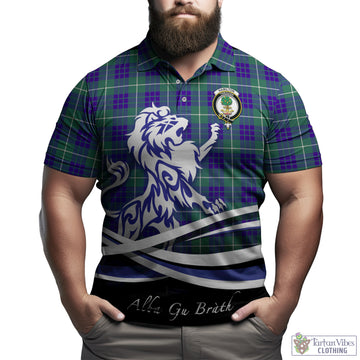 Hamilton Hunting Modern Tartan Polo Shirt with Alba Gu Brath Regal Lion Emblem