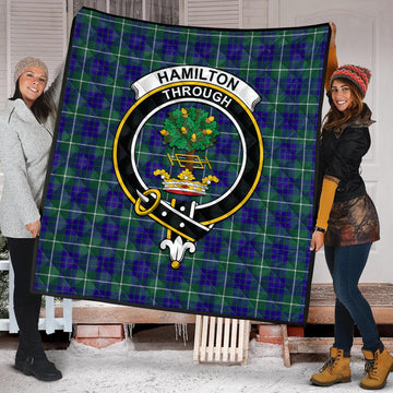Hamilton Hunting Modern Tartan Quilt with Family Crest