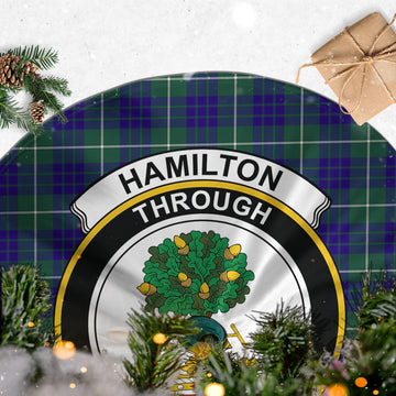 Hamilton Hunting Modern Tartan Christmas Tree Skirt with Family Crest