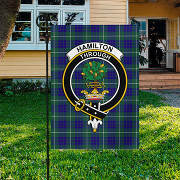 Hamilton Hunting Modern Tartan Flag with Family Crest