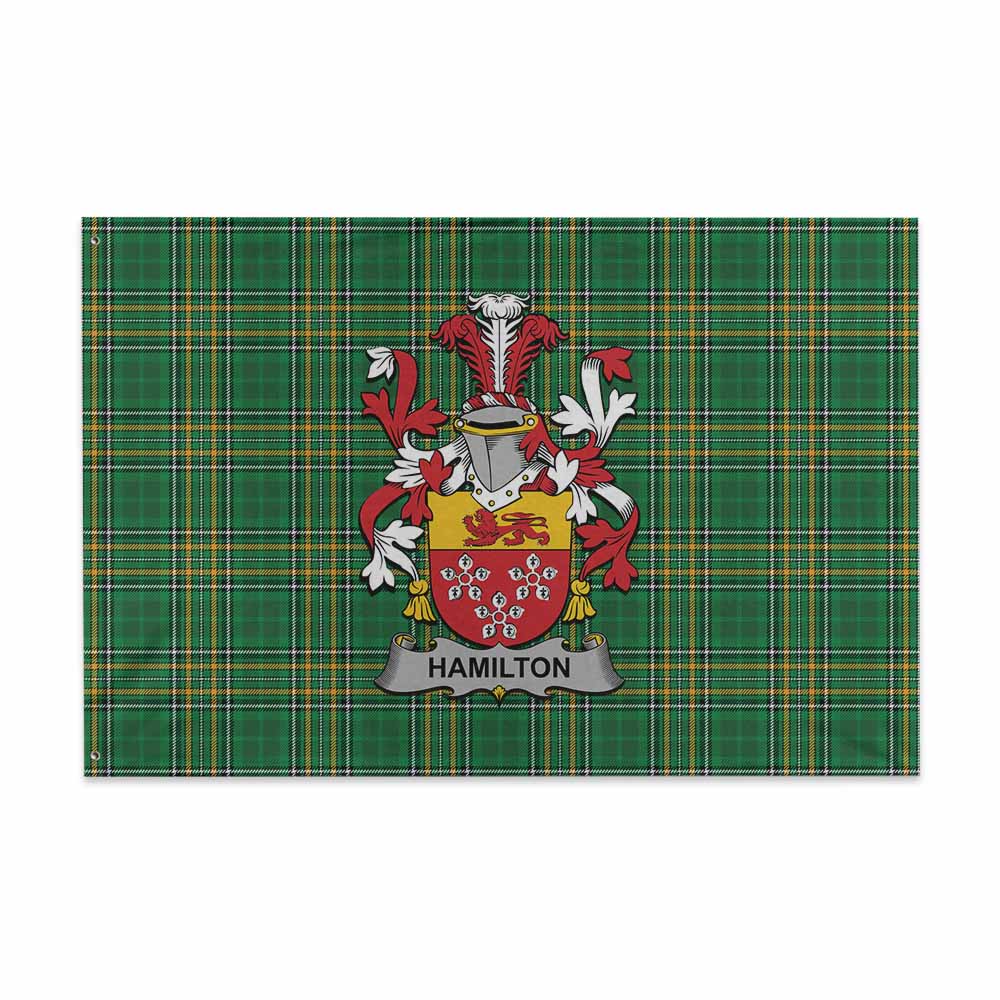 Tartan Vibes Clothing Hamilton Irish Clan Tartan House Flag with Coat of Arms