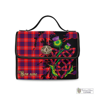 Hamilton Modern Tartan Waterproof Canvas Bag with Scotland Map and Thistle Celtic Accents