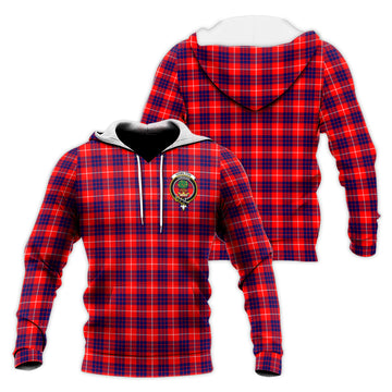 Hamilton Modern Tartan Knitted Hoodie with Family Crest