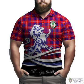 Hamilton Modern Tartan Polo Shirt with Alba Gu Brath Regal Lion Emblem