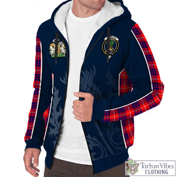 Hamilton Modern Tartan Sherpa Hoodie with Family Crest and Scottish Thistle Vibes Sport Style