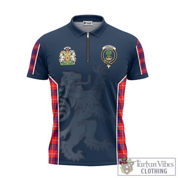 Hamilton Modern Tartan Zipper Polo Shirt with Family Crest and Lion Rampant Vibes Sport Style