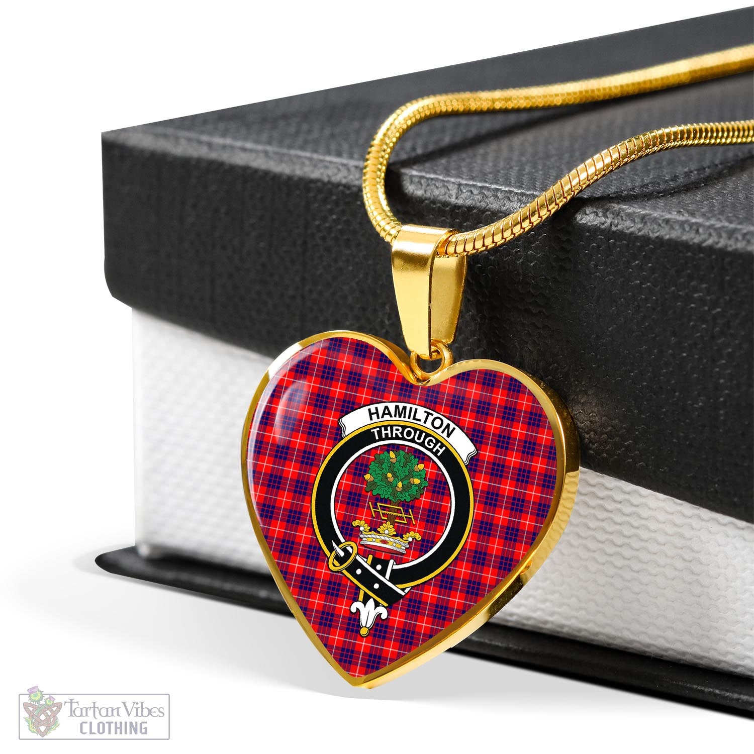 Tartan Vibes Clothing Hamilton Modern Tartan Heart Necklace with Family Crest
