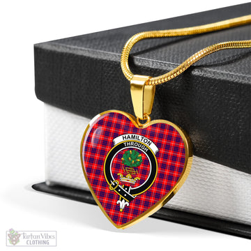Hamilton Modern Tartan Heart Necklace with Family Crest