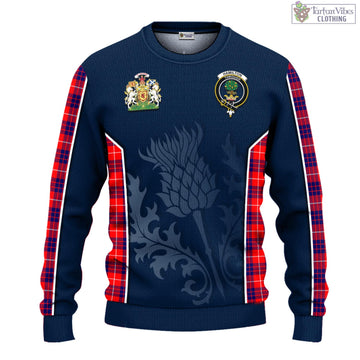 Hamilton Modern Tartan Knitted Sweatshirt with Family Crest and Scottish Thistle Vibes Sport Style